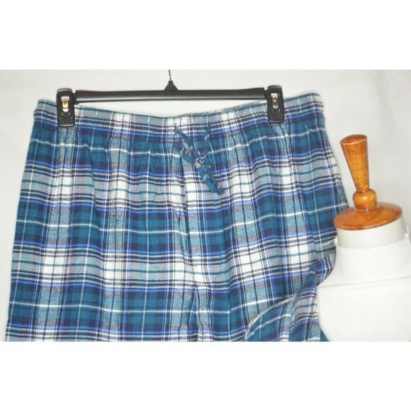 CLUB ROOM MEN'S 2 PC FLANNEL PAJAMA SET, TEAL/BLUE/WHITE XL, NWT, $65 - Picture 4 of 4